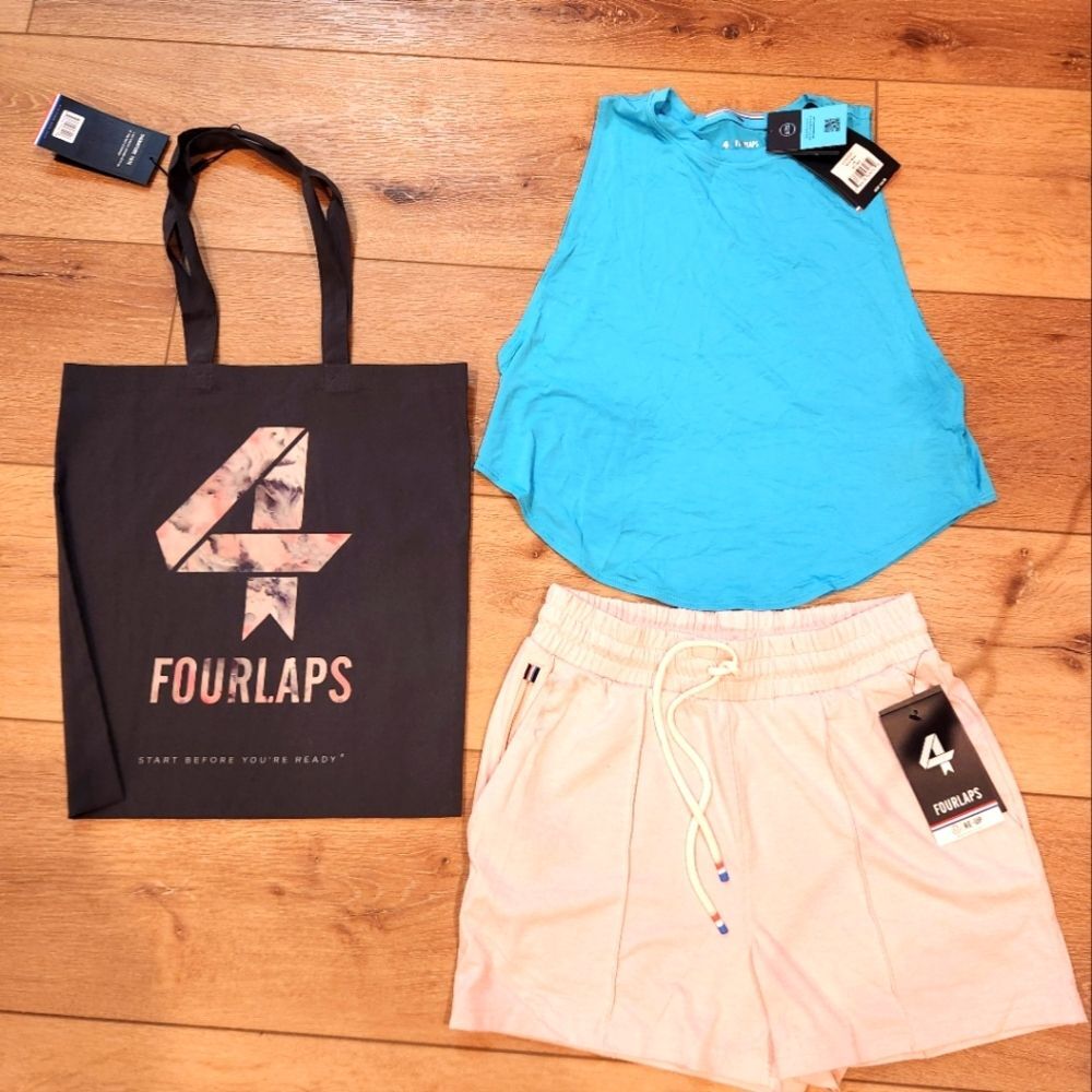 FOURLAPS Stratus Tank top and  Short Pink Size XS With Tote